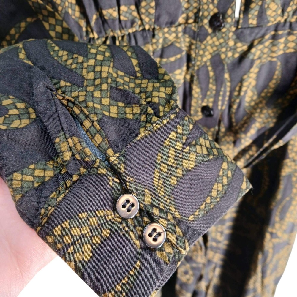 NWT Richard Allen x H&M Shirt Dress Black Yellow Geometric  Pockets Sz 4 Mod - Picture 5 of 13